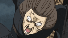 a cartoon drawing of a woman with a very angry look on her face