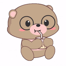 baby brown bear bubble tea enjoy