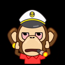 a cartoon of a monkey wearing a captain 's hat and smoking a cigar