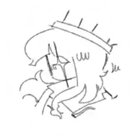 a black and white drawing of a person with a crown on