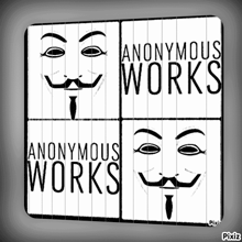 a collage of four anonymous works posters