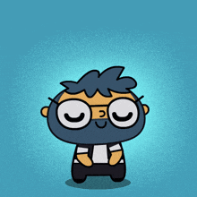 a cartoon character with hearts in his eyes and the words thank you above him