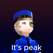 a cartoon of a police officer with the words " it 's peak " below him