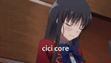 a picture of a girl with the word cici core written on it