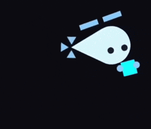 a cartoon drawing of a whale surrounded by hearts on a black background