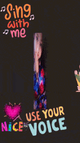 a picture of a girl with the words sing with me