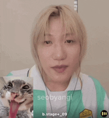 a picture of a person and a picture of a cat with the name seobangi on the bottom