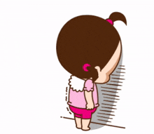 a cartoon girl is standing in front of a wall with the words malu njiiirrr !!!