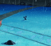 a cartoon of a spongebob squarepants character swimming in a pool