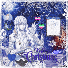 a merry christmas greeting card with a picture of a knight