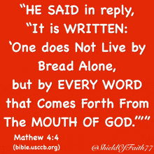 a red poster with white text that says " he said in reply "