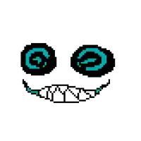 a pixel art drawing of a smiley face with teeth