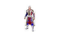 a man in a red white and blue costume is dancing