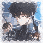 a drawing of a boy with the name dan heng de jan on the bottom