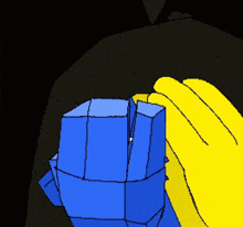 a cartoon of a person holding a blue object