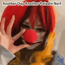 another day another paladin nerf is written above a clown