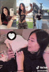 a collage of a woman 's tiktok videos with the name extraemily at the bottom