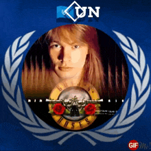 a gif of guns n roses with a blue background