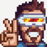 a pixel art of a man with a beard wearing virtual reality goggles