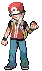 a pixel art drawing of a boy holding a pokeball .