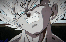 a close up of a cartoon character 's face with a s on his forehead
