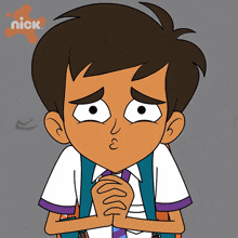 a cartoon of a boy with a backpack and a nick logo
