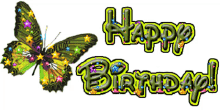 butterfly happy birthday green sparkling