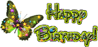 Butterfly Happy Birthday Sticker - Butterfly Happy Birthday Green Stickers