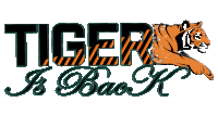 a logo that says " tiger is back " with a tiger on it