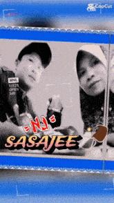 a picture of a man and a woman with the name sasajee on the bottom
