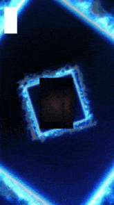a black square in the middle of a blue glowing circle