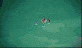 a group of cartoon characters are riding skateboards on a blue background .