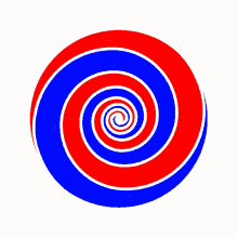 a red white and blue swirl is on a white background