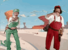 Mario And Luigi A Punchin' And A Dancin' GIF