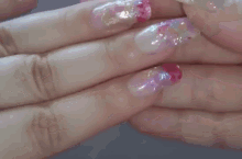 ジェルネイル　ネイル　ジェル　손톱 네일 젤 젤네일 핑크 블링 반짝이 GIF - Pink Nails Gel GIFs