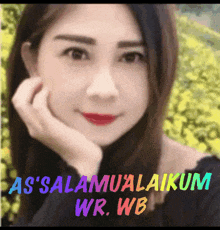 a picture of a woman with the words as ' salamualaikum wr.wb. ' on the bottom