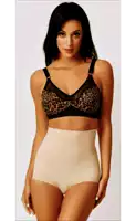 a woman is wearing a black bra with a leopard print