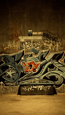 a wall with graffiti on it including the word yo on it