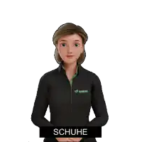 a cartoon woman wearing a black shirt with simax on the front