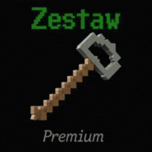 a picture of a pixelated axe with the words zestaw premium on the bottom