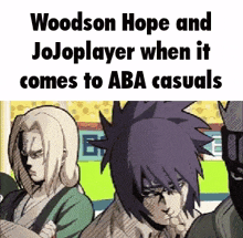 a cartoon of woodson hope and jojoplayer when it comes to aba casuals