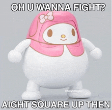 a picture of a toy with a caption that says oh u wanna fight