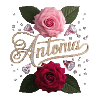 the word antona is surrounded by roses and diamonds