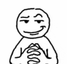 a black and white drawing of a stick figure with a smiling face and a snake in his hands .