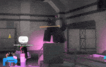 a screenshot of a video game shows a person grinding and screaming