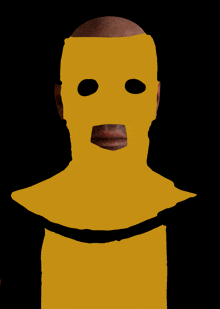 a drawing of a person with a yellow mask on