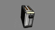 a 3d rendering of a toaster oven on a gray background .