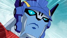 a cartoon drawing of a robot with a blue head