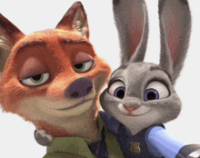 a fox and a rabbit are posing for a picture