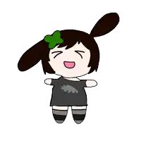 a cartoon of a girl with bunny ears wearing a black shirt